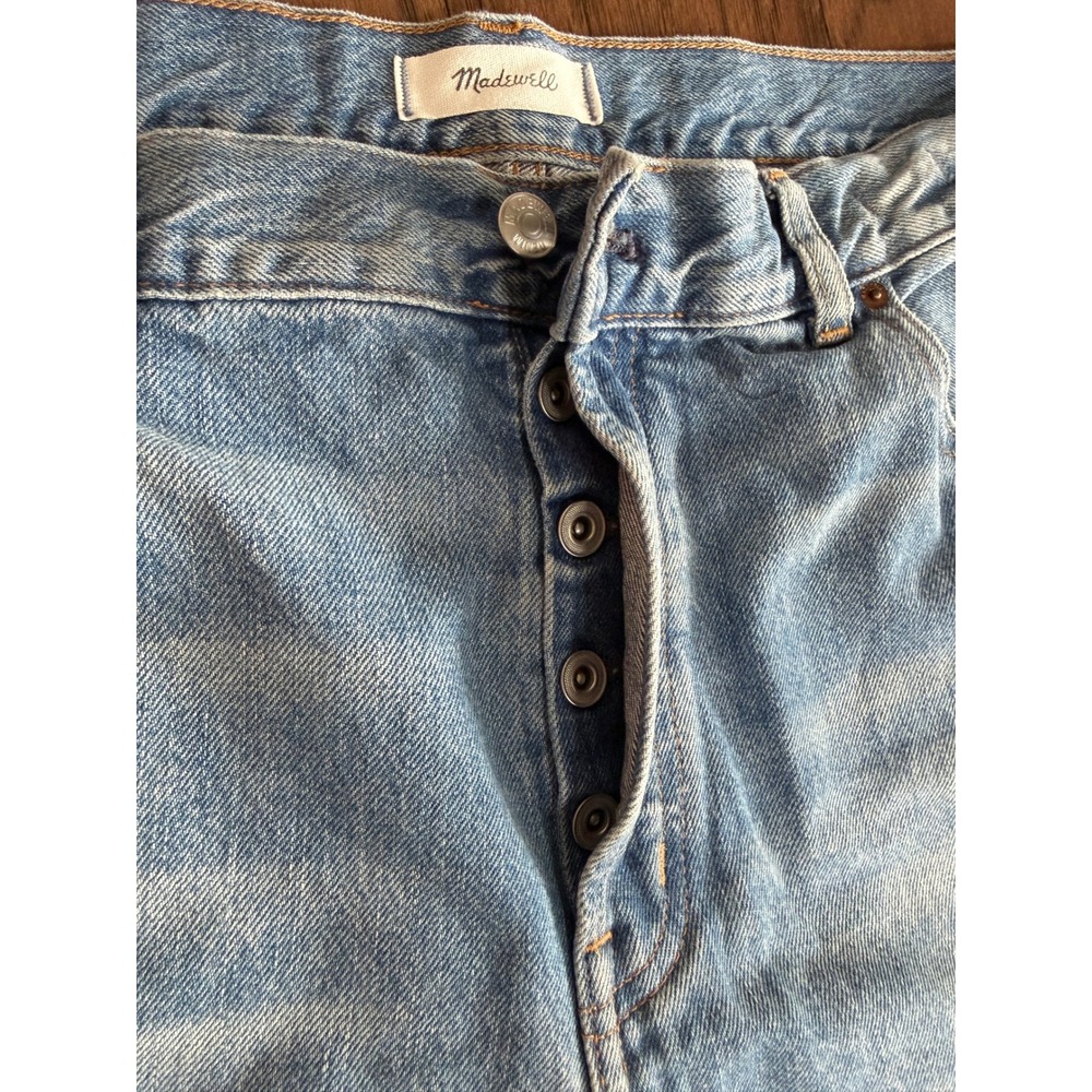 Madewell Longline Straight Jean Womens 33 High Rise Light Wash Button Fly - Picture 8 of 10